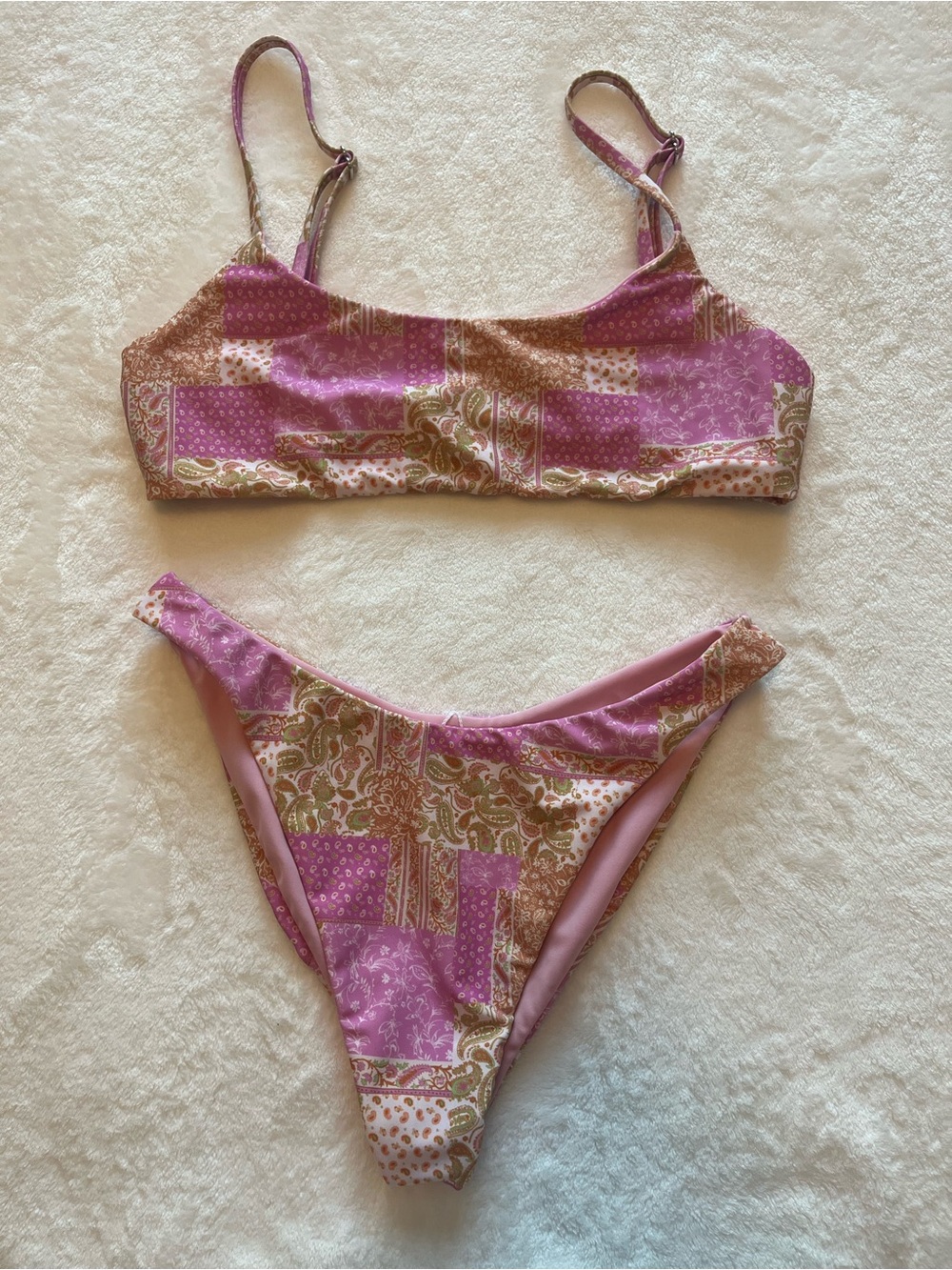 Women’s Pink Patchwork Bikini Set